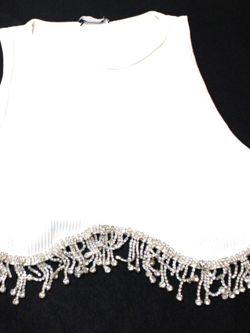 Zara White Seamless Rhinestone Tank, Size XS